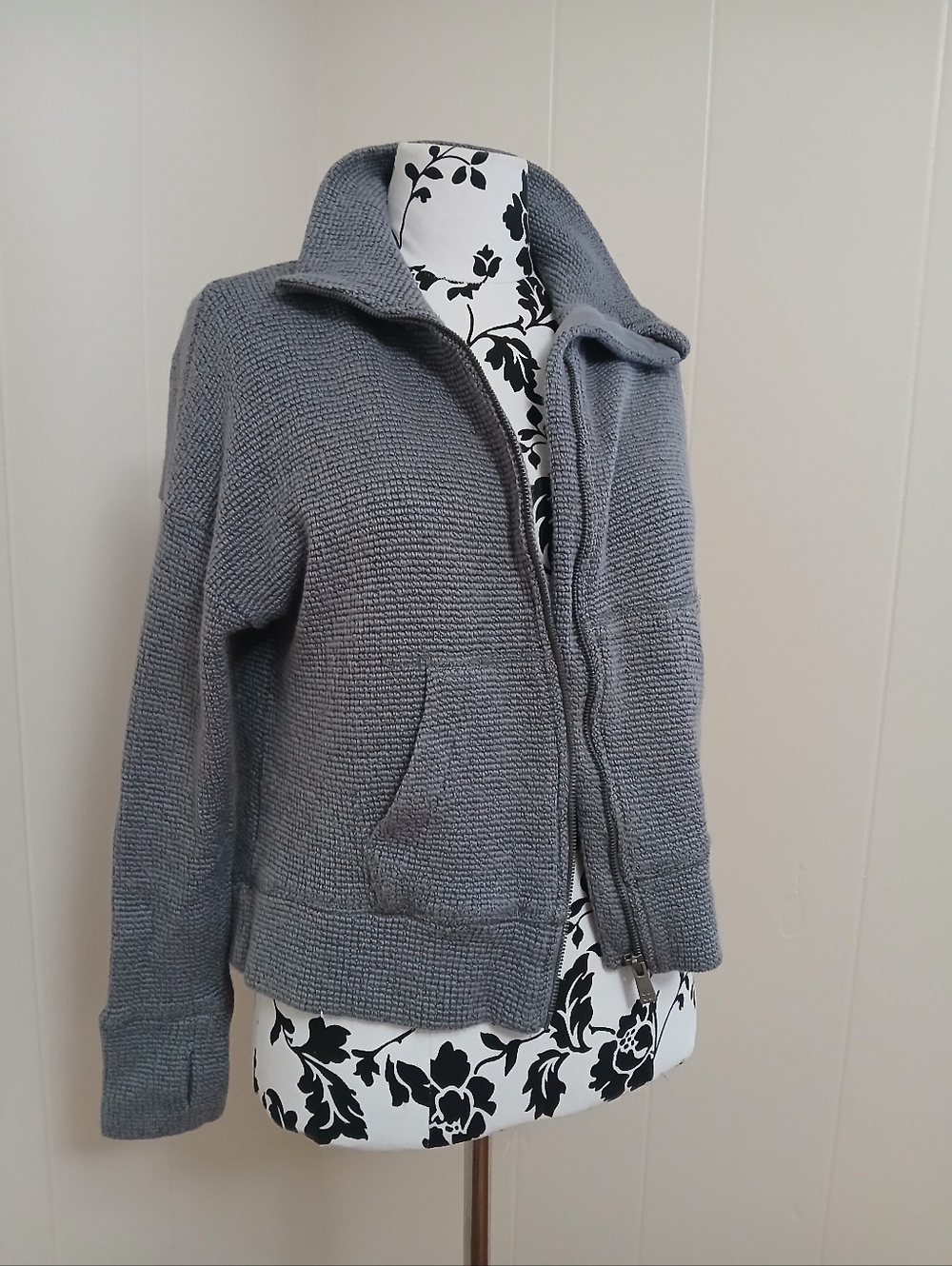 Sweaty Betty Knit Zip Cardigan - Gray - Picture 3 of 6